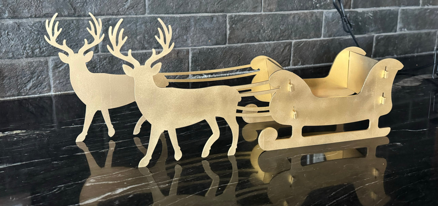 3d Sleigh and Reindeer