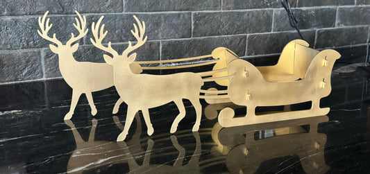 3d Sleigh and Reindeer